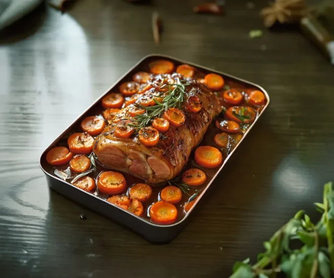 Rouelle de Porc Mijotée au Vin Blanc et Carottes Fondantes