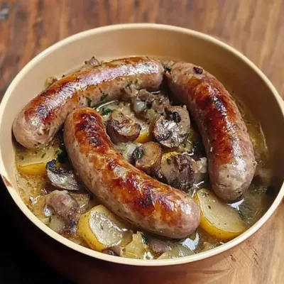 Saucisses de Toulouse à la Moutarde et Champignons