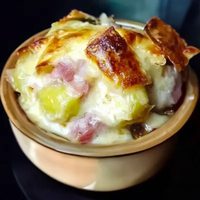 Tartiflette aux poireaux et champignons