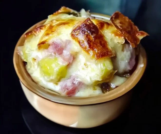 Tartiflette aux poireaux et champignons