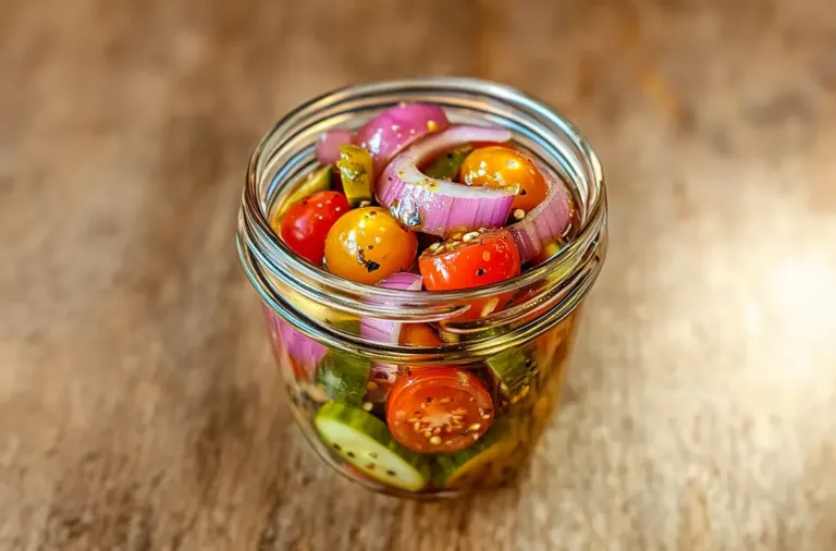 Tomates Cerises Marinées, Oignons Rouges et Concombres : Une Explosion de Fraîcheur