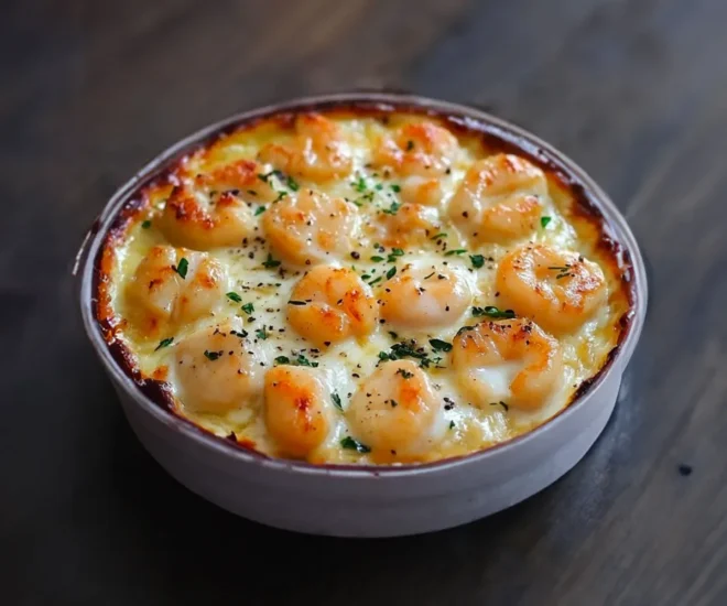 Gratin de Noix de Saint-Jacques et Crevettes