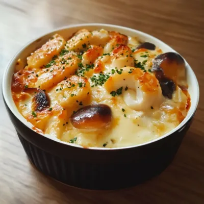 Gratin Marin de Cabillaud, Crevettes et Moules