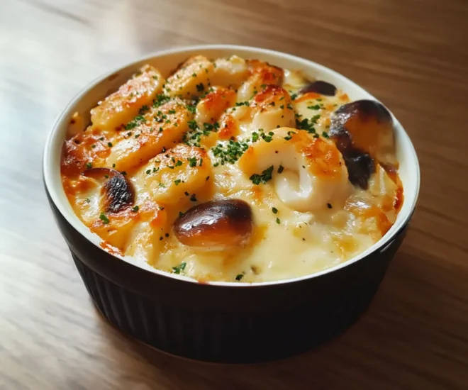 Gratin Marin de Cabillaud, Crevettes et Moules
