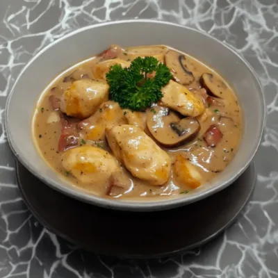 Poulet Crémeux à la Moutarde et Lardons