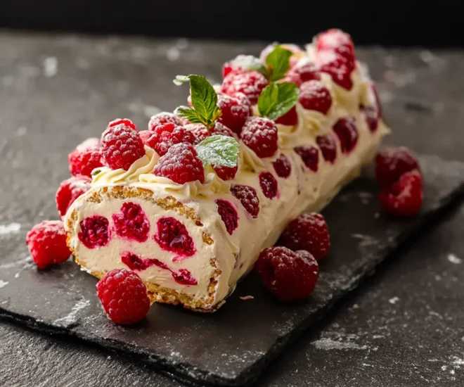 Bûche au Mascarpone et à la Framboise