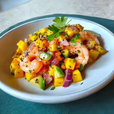 Ceviche de Crevettes, Mangue et Avocat