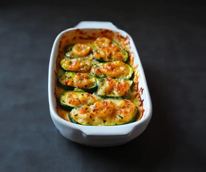 Courgettes et Crevettes Gratinées à l’Ail : Un Délice Crémeux et Confortant