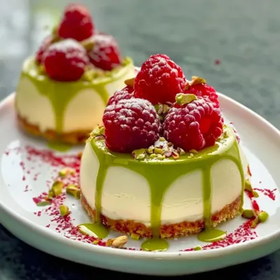 Dômes de Cheesecake aux Pistaches et Framboises