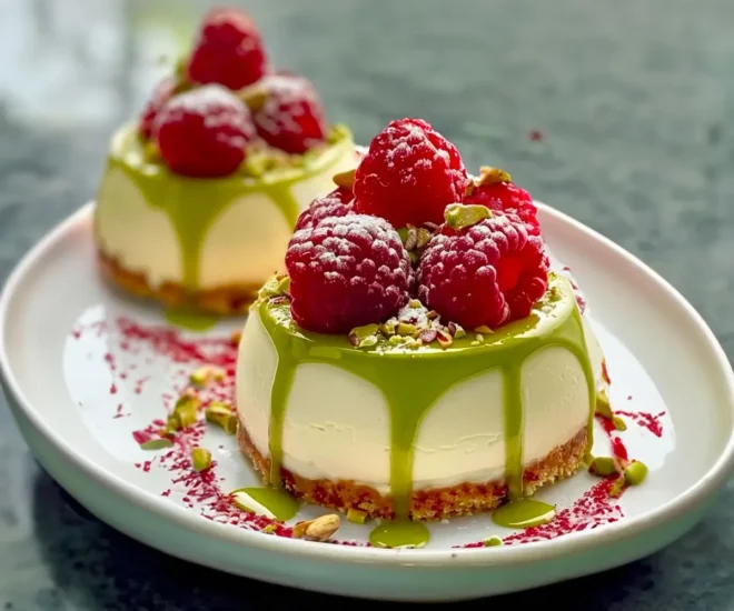 Dômes de Cheesecake aux Pistaches et Framboises