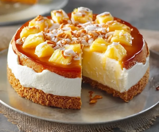 Gâteau au Fromage Tropical à l’Ananas et à la Noix de Coco