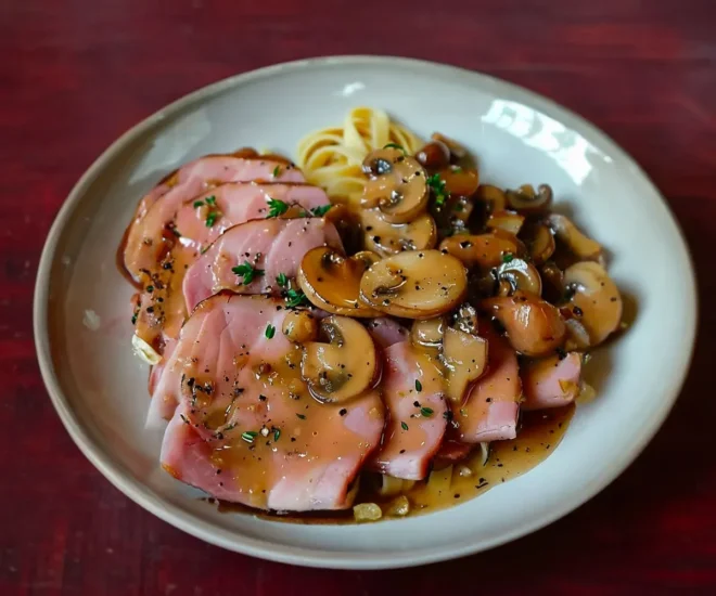 Jambon Sauce Madère aux Champignons avec Tagliatelles