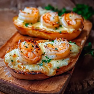 Pain à l’Ail Fromagé aux Crevettes Grillées