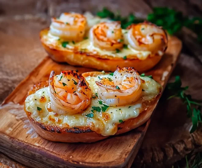 Pain à l’Ail Fromagé aux Crevettes Grillées