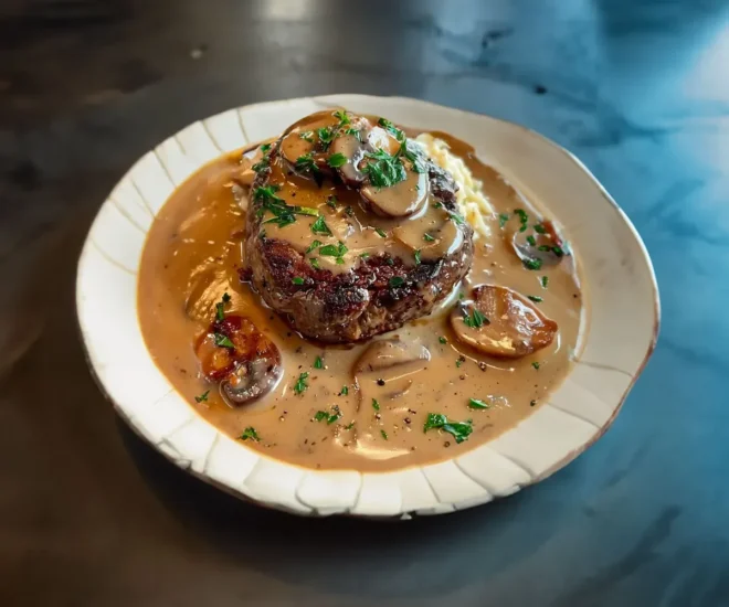 Steak Salisbury Classique avec Sauce Riche aux Champignons