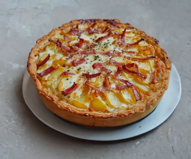 Tarte Pommes de Terre, Camembert et Lardons : Le Plat Réconfortant de l’Hiver