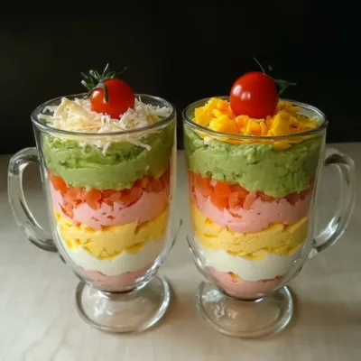 Verrines Avocat, Thon, Tomates et Œuf
