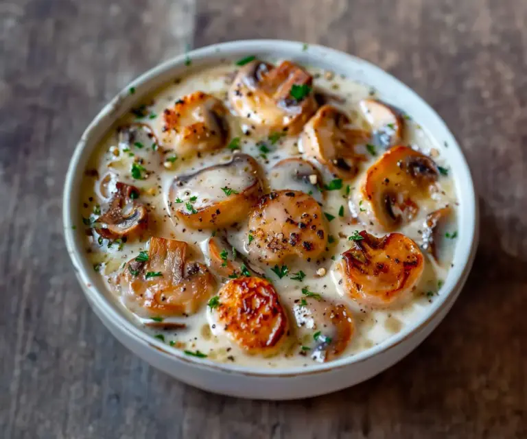 Blanquette de Saint-Jacques aux Champignons et Légumes Croquants