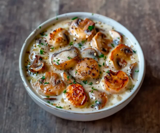 Blanquette de Saint-Jacques aux Champignons et Légumes Croquants