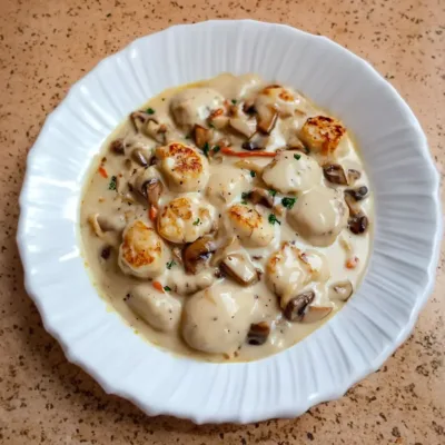 Blanquette de Saint-Jacques aux Champignons Élégante