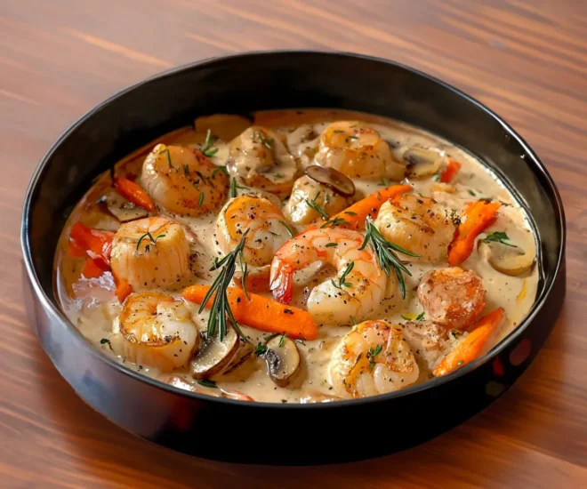 Blanquette de Saint-Jacques et Crevettes : Un Festin Marin Crémeux