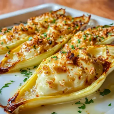 Gratin d’endives au Roquefort et aux noix