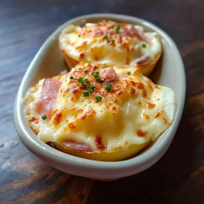Gratin d’œufs durs au jambon et béchamel fromagée