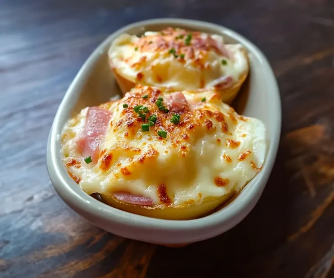 Gratin d’œufs durs au jambon et béchamel fromagée