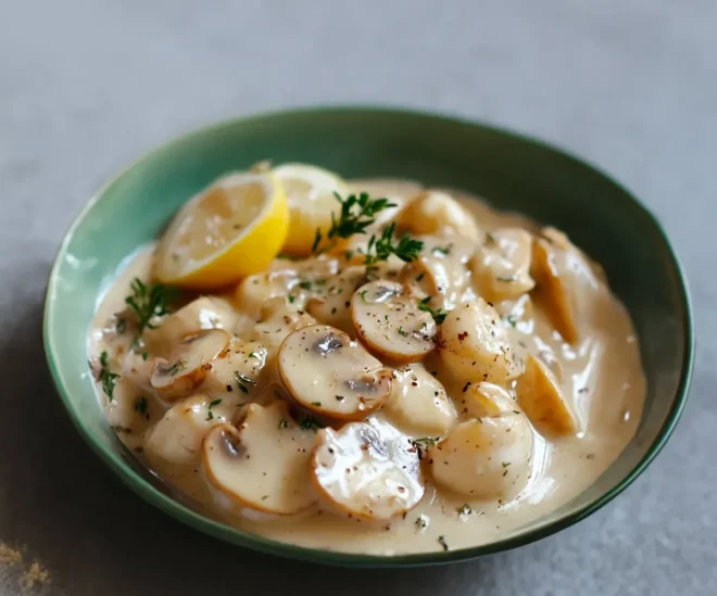 Blanquette de Saint-Jacques et Champignons : Une Harmonie Délicate Entre Terre et Mer