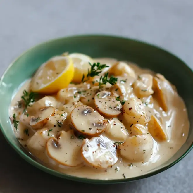 Blanquette de Saint-Jacques et Champignons : Une Harmonie Délicate Entre Terre et Mer