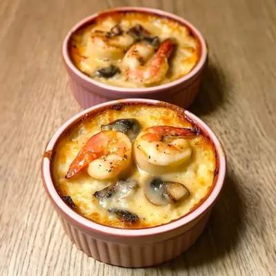 Cassolette de la Mer : Saint-Jacques et Crevettes