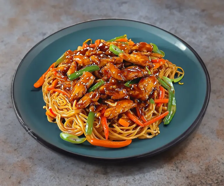 Nouilles Sautées au Poulet Caramélisé : Explosion de Saveurs Asiatiques