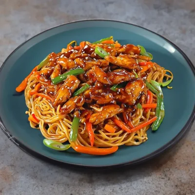 Nouilles Sautées au Poulet Caramélisé : Saveurs Asiatiques