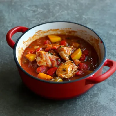 Poulet aux Poivrons et Pommes de Terre Fondantes