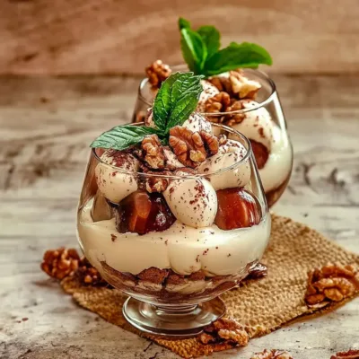 Tiramisu Gourmand aux Pommes Caramélisées et Noix