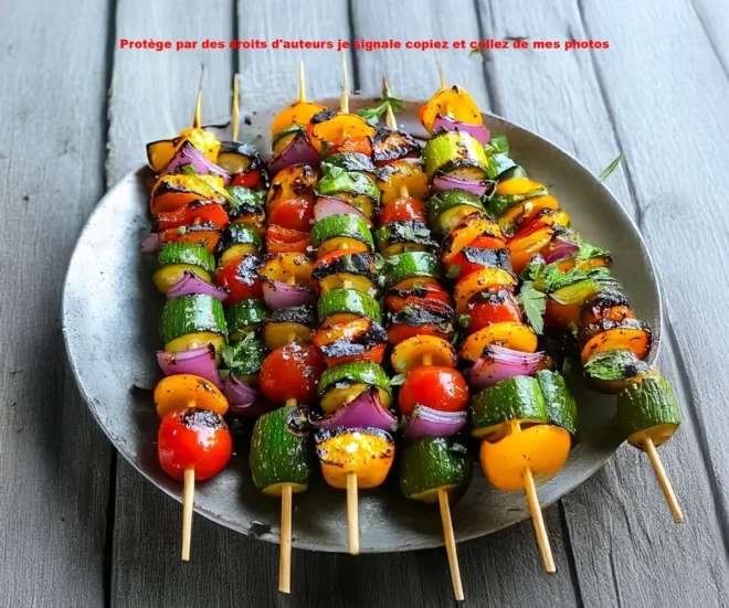 Brochettes de Légumes Grillés au Barbecue : Un Festival de Couleurs et de Saveurs Ensoleillées 🌞