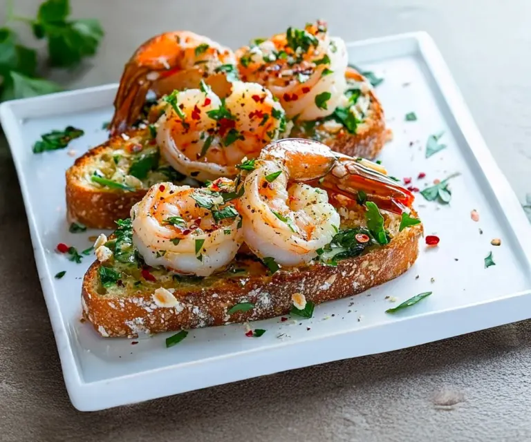 Bruschetta aux Crevettes à l’Ail et au Citron