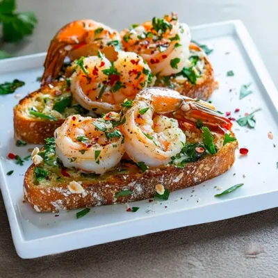 Bruschetta aux Crevettes à l’Ail et au Citron