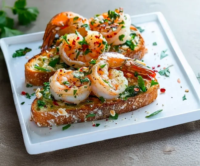 Bruschetta aux Crevettes à l’Ail et au Citron
