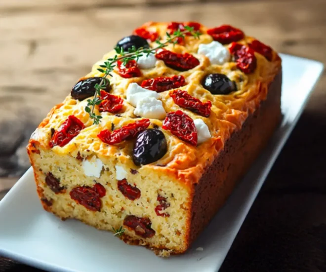 🧀🍅🫒 Cake Provençal Chèvre, Tomates Séchées et Olives Noires : Un Délice Salé et Parfumé !