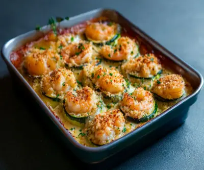 Courgettes gratinées aux crevettes et à l’ail : un délice fondant et savoureux