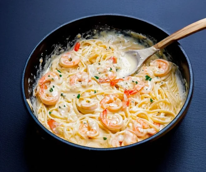 Linguines aux crevettes citronnées et crème légère