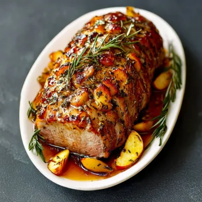 Rôti de porc aux herbes et pommes rôties