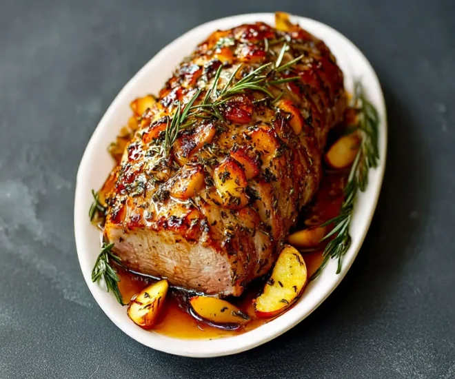 Rôti de porc aux herbes et pommes rôties 🍖🍎🌿