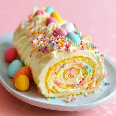 Rouleau de Gâteau de Pâques au Chocolat Blanc