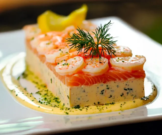 Terrine de Saint-Jacques, Saumon et Crevettes à la Crème Citronnée