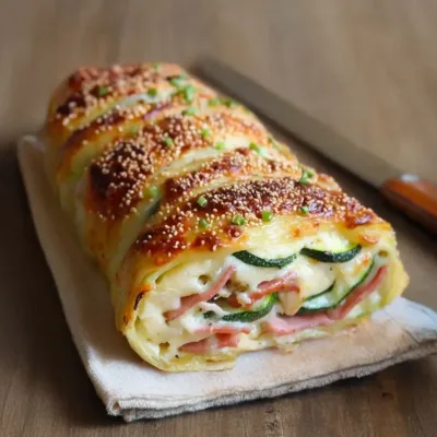 Feuilleté de courgettes à la mozzarella et jambon