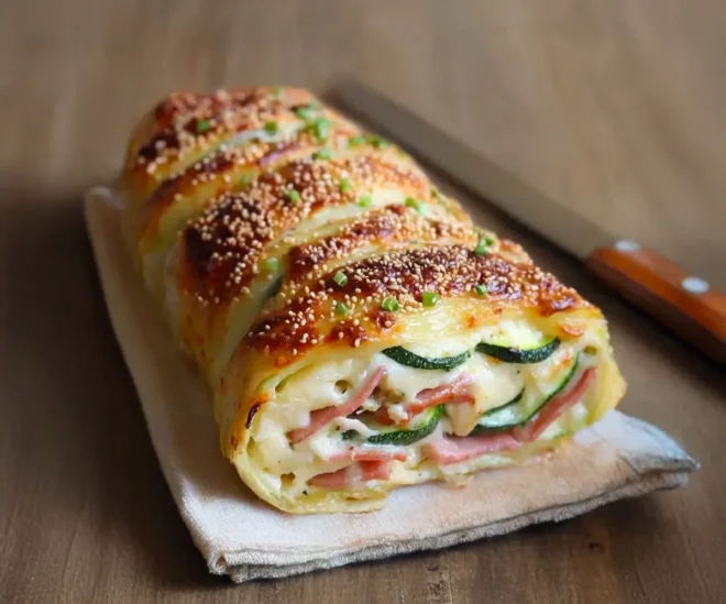Feuilleté de courgettes à la mozzarella et au jambon