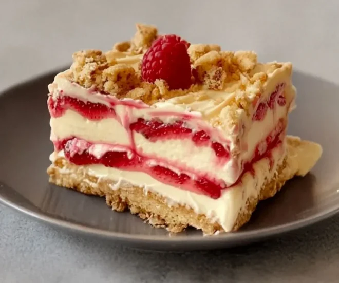 Lasagne de Chocolat Blanc et Framboises : Le Délice Fruité Sans Cuisson