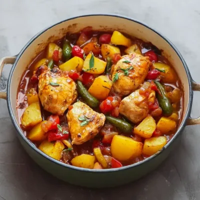 Poulet mijoté aux poivrons et pommes de terre